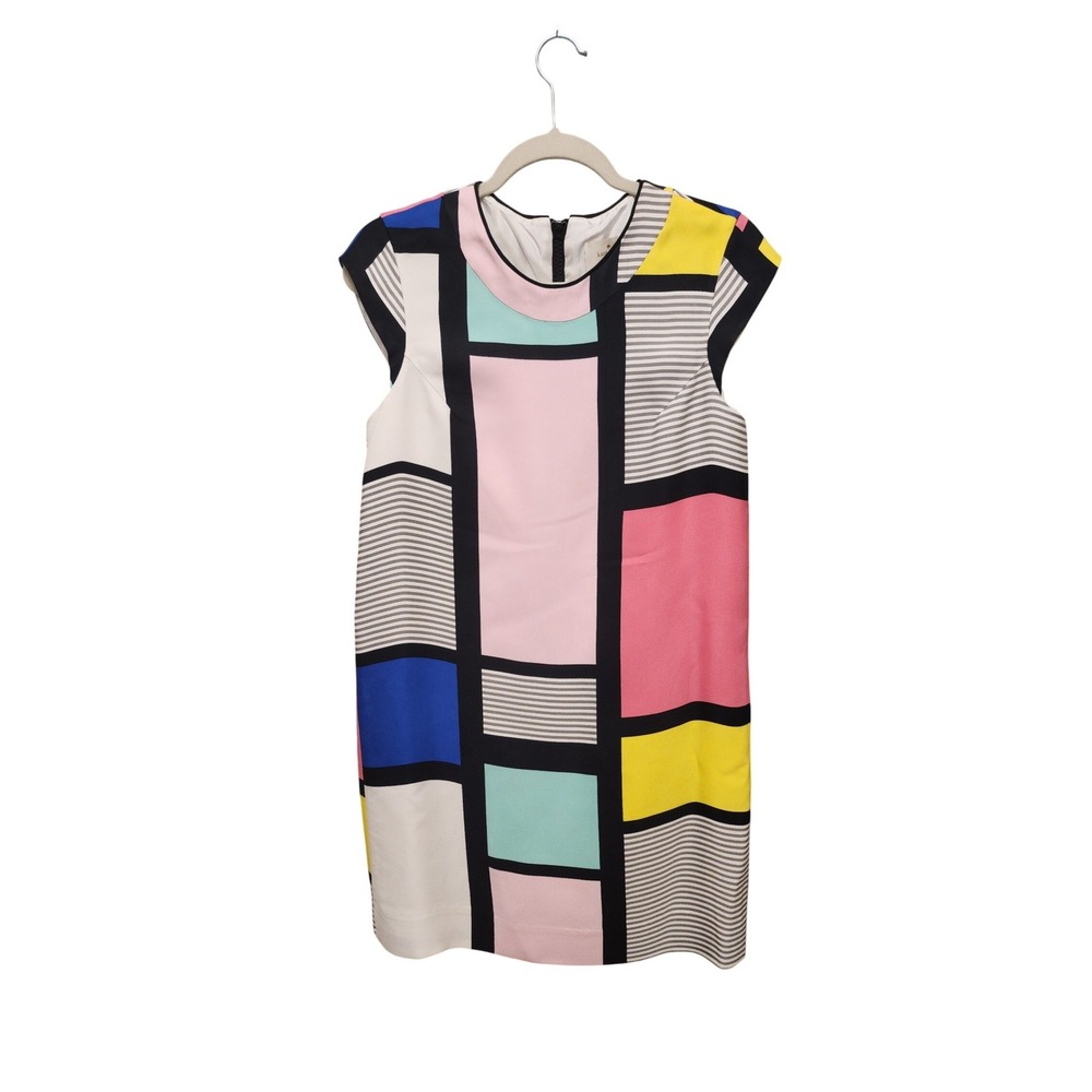 Kate Spade Colorblock Geometric Mod Shift Dress Multicolor Striped Size 8